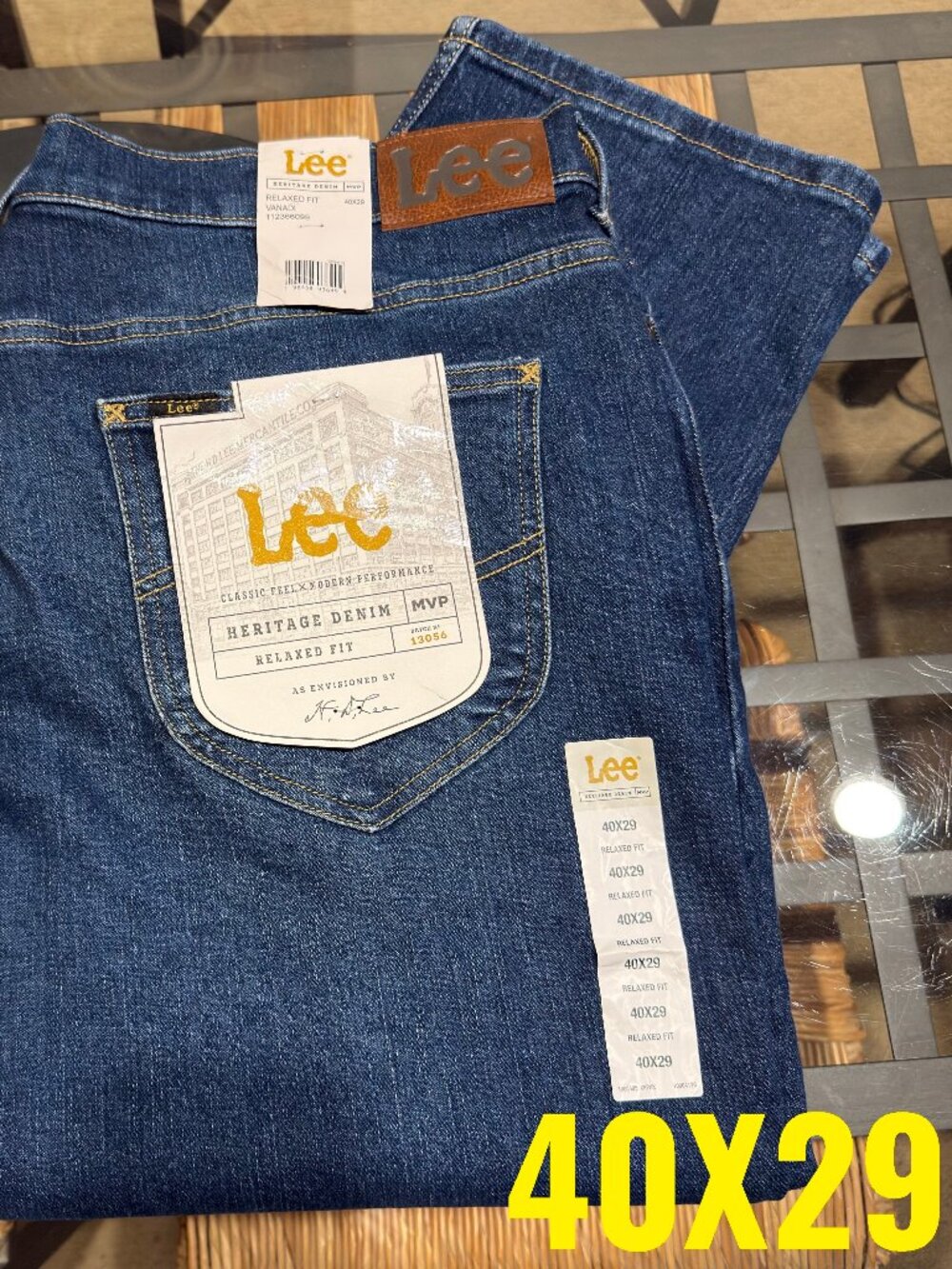 LEE MENS HERITAGE MVP RELAXED FIT 40X29 MEDUIM WASH STRETCH DENIM JEAN NWT